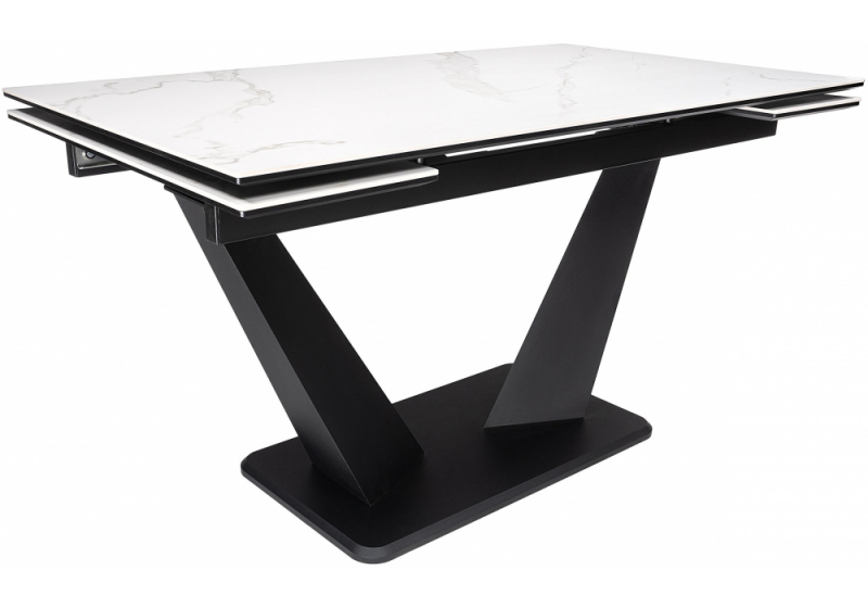 Керамический стол Кели 140(200)х80х76 белый / черный (80x76). 