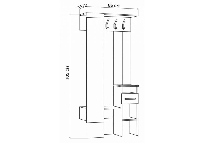 Прихожая Рогес анкор светлый (85x33,8x185)