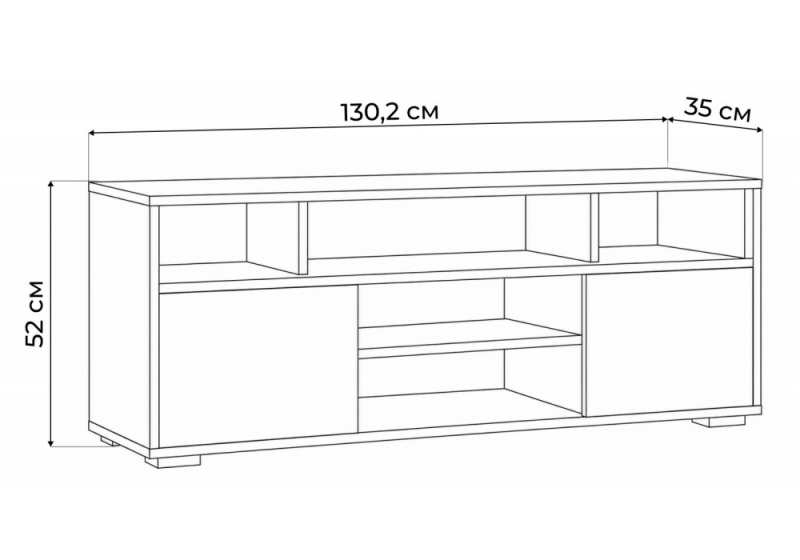 ТВ-тумба Чезаре c подсветкой шиншилла серая / черная (130,2x35x52)