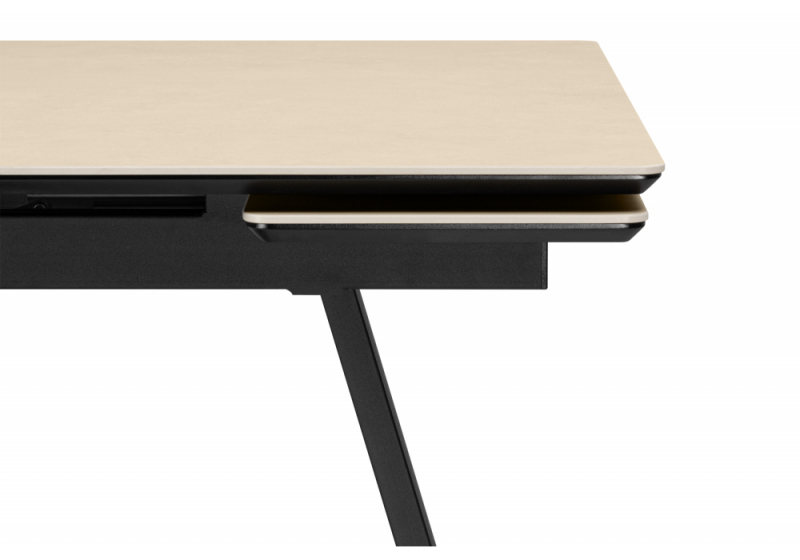 Керамический стол Памелла 120(180)х80 okara light yellow / черный (80x75)