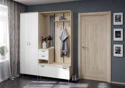 Прихожая «Дуэт» - 2 (модульная) Дуб Сонома светлый / Рамух белый